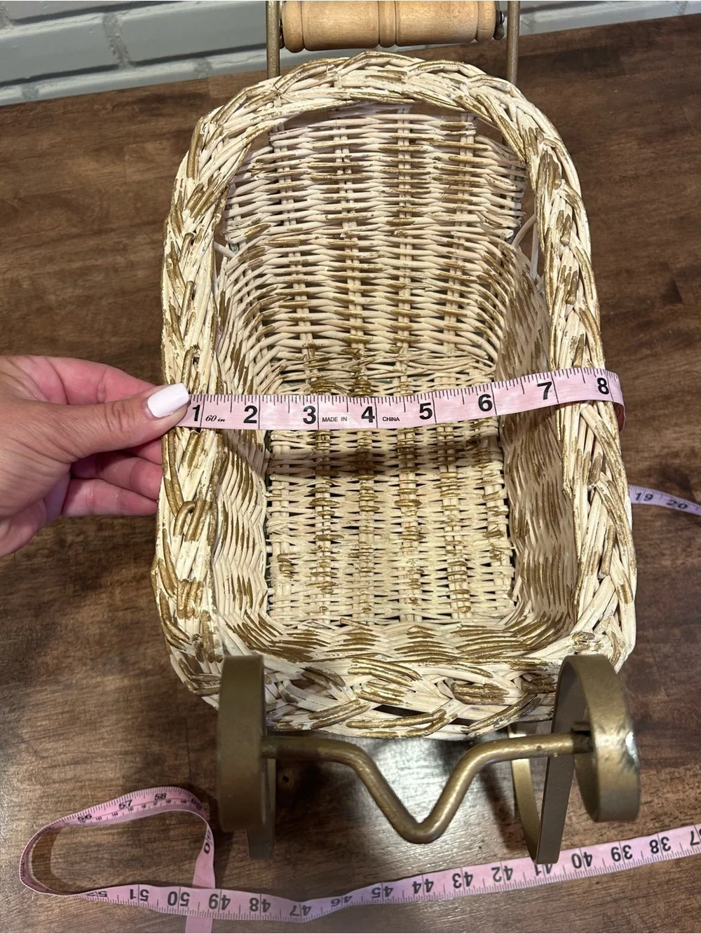 Festive White Wicker Sleigh Holiday Centerpiece